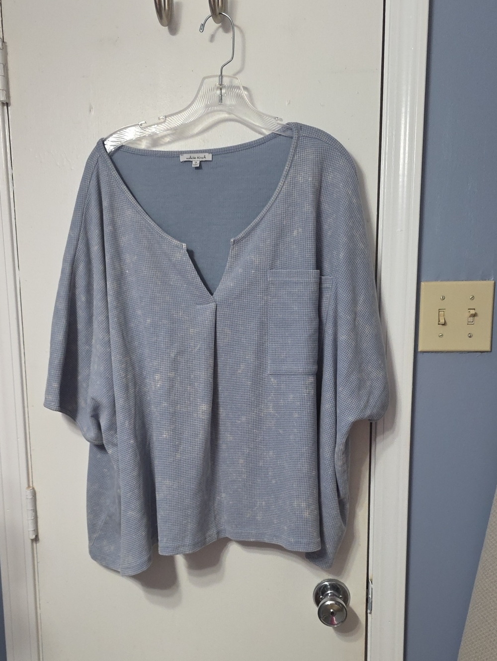 Casual V-Neck Dolman Top - Light Blue